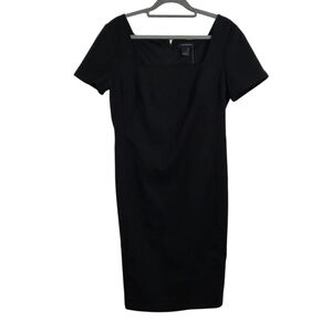 NWT Club Monaco Fitted Square Neck Dress Black LBD Full Zip Back Size 4